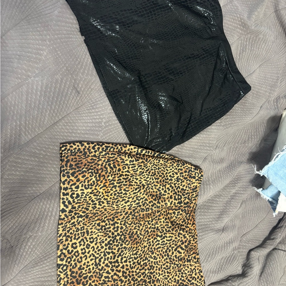 Black and Leopard Mini Skirts
